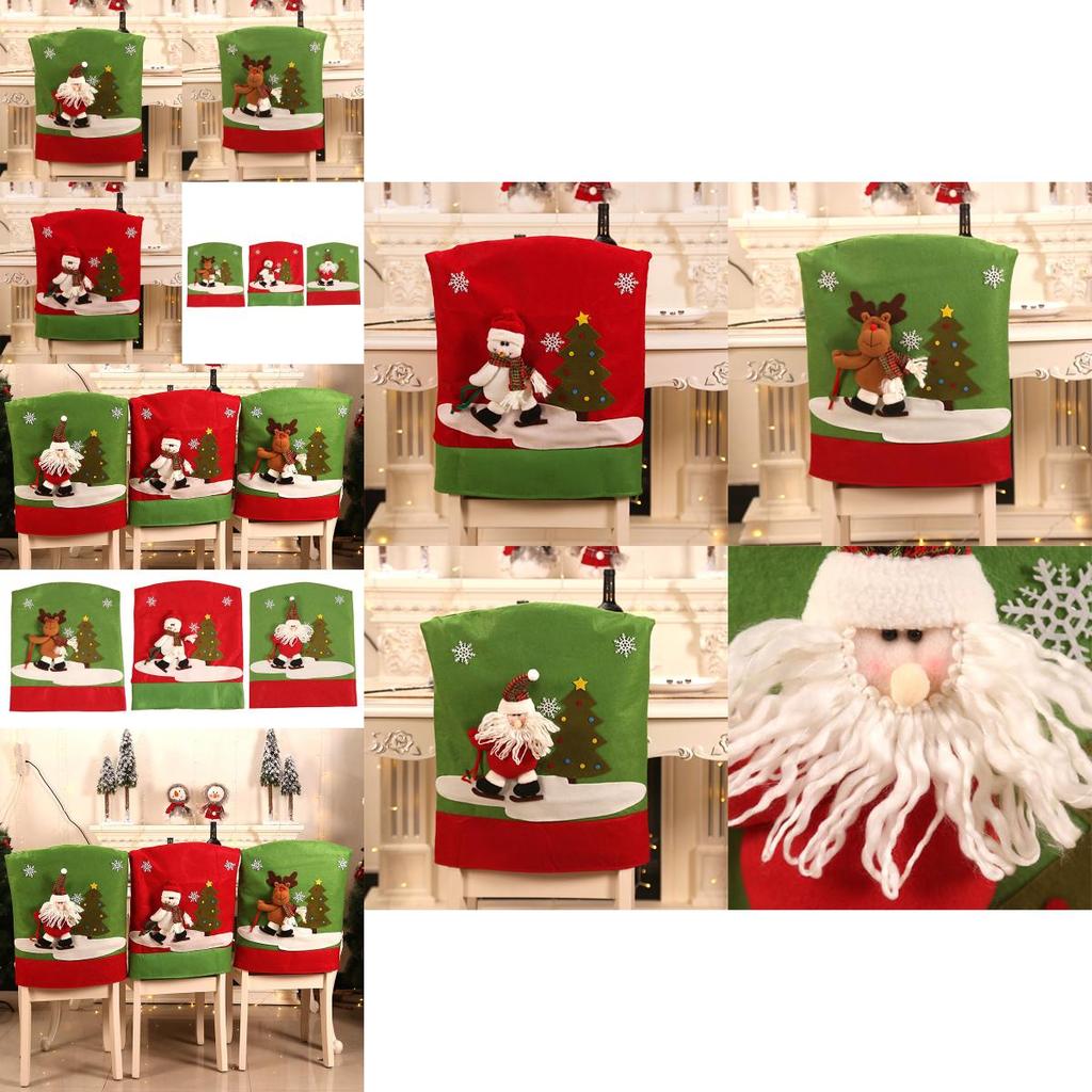 Festligt 3D Julstolsöverdrag med Bedårande Ren Santa Snögubbe Design