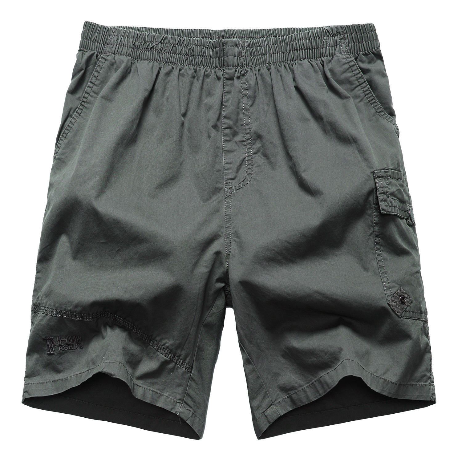 

Мужские шорты повседневные хлопковые с пуговицами и эластичной талией для летнего пляжного отдыха с несколькими карманами 6XL темно-серого