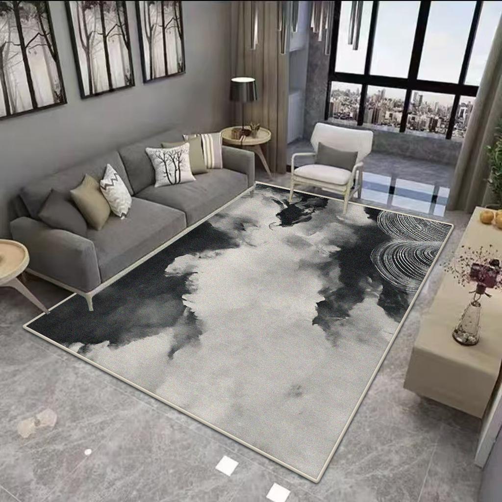 Abstract Black White Living Room Rug Decoration Bedroom Anti Slip Floor Mats Short Velvet Large Area Carpet Dining Room Washable