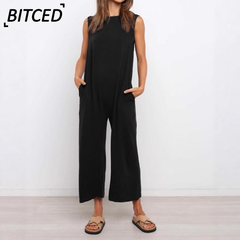 BITCED Women's Fashion Casual Sleeveless O-Neck Pants Suits