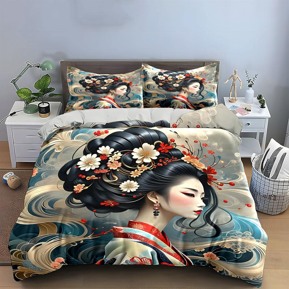 Traditional Hairpiece Kimono Set Multiple Sizes Kid'S And Adults' Bedroom Exquisite 3Pc Bedding Set, Gift