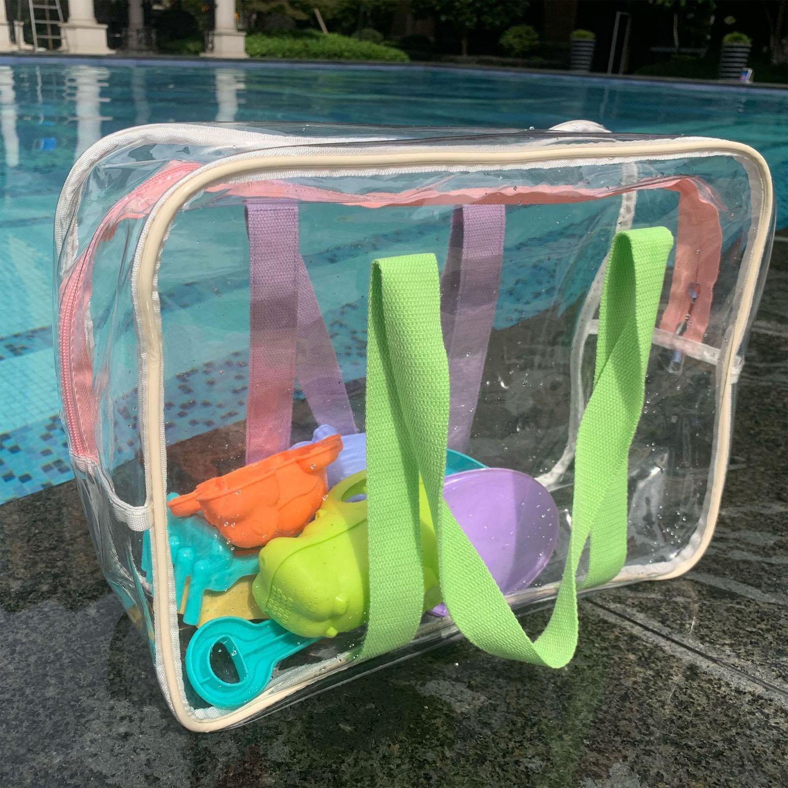 Clr Bch Bag Large Capacity Waterproof PVC Transparent Bag with   for Travel Swim Shower