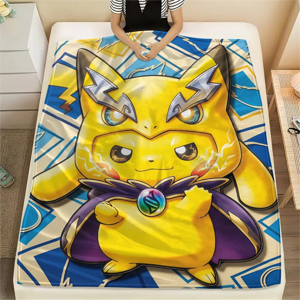 Pikachu Print Flannel Blanket, Warm Comfortable for Bedrooms, Sofas, Beds, Chairs -HE50 75x90cm