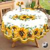 1 Stück Tischdecke mit Sonnenblumenmuster, rund und rechteckig, verschiedene Größen, elegantes florales Frühlings- und Sommerdesign, Französisch frisch, Su