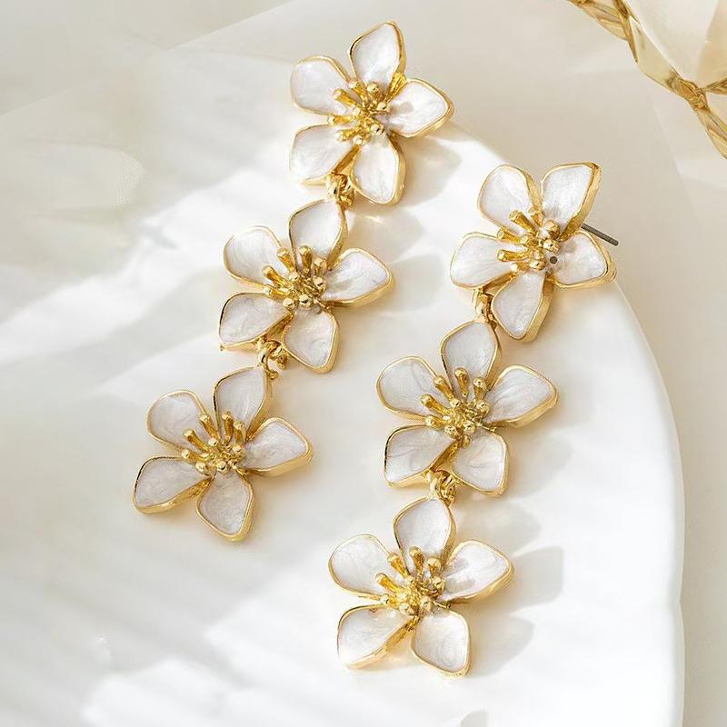 Серьги с цветами в стиле ретро, женские, длинные, с бахромой, серьги, серьги