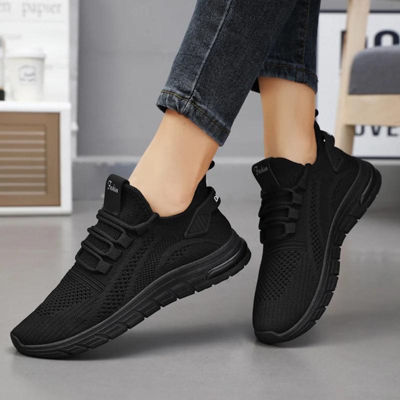 Breathable White Sneakers For Women Soft Sole Lace Up Casual Sports Shoes Woman Comfortable Mesh Walking Shoes Female