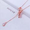 Purple Gold Diamond Bow Necklace Color Gold Plated Rose Gold Women'S Necklace