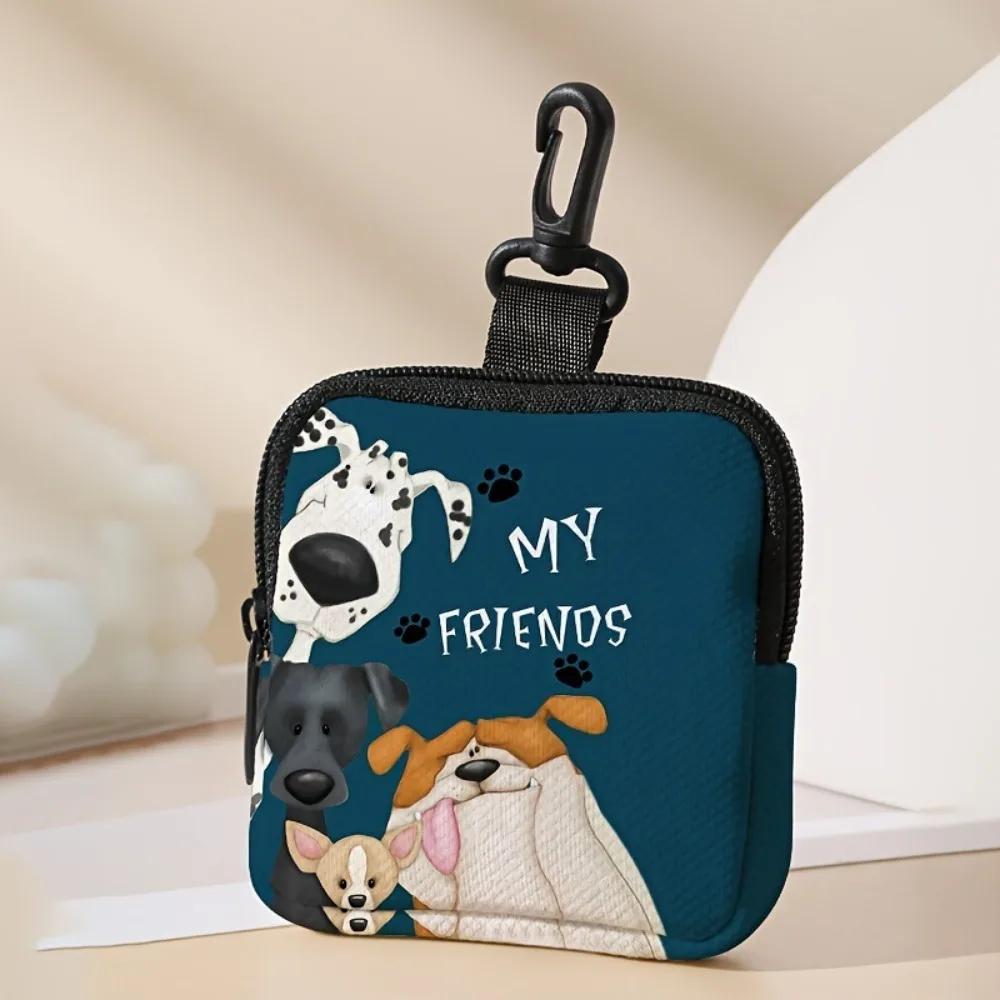 

Trendy Mini Coin Purse Lightweight Durable Wallet Portable Waterproof Cat Dog Print Zipper Storage Bag Friend Gift Earphone Bag