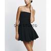 Spring New French Style off-the-Shoulder Tube Top Dress Black Dress Wavy Style Wide Hem Short Dress 2160777