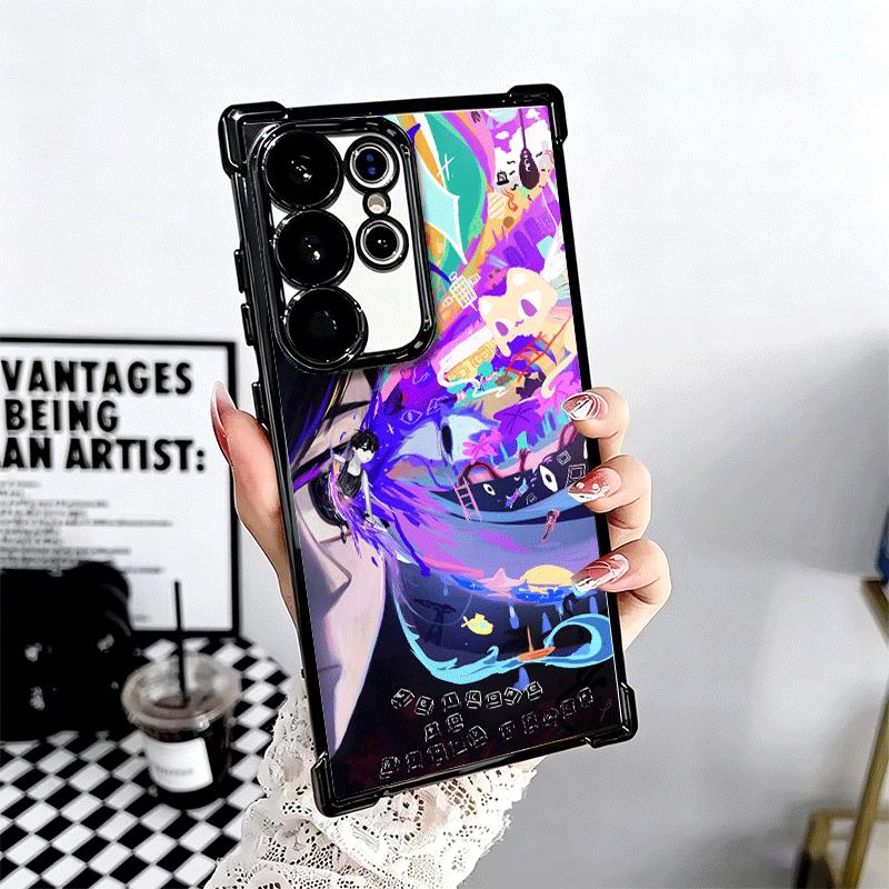 O-Omori Cartoon Game Plating Phone Case For Samsung Galaxy S24 S25 FE S26 Edge S23 Ultra S22 S21 Plus S20 Anti-Fall Airabag Cove
