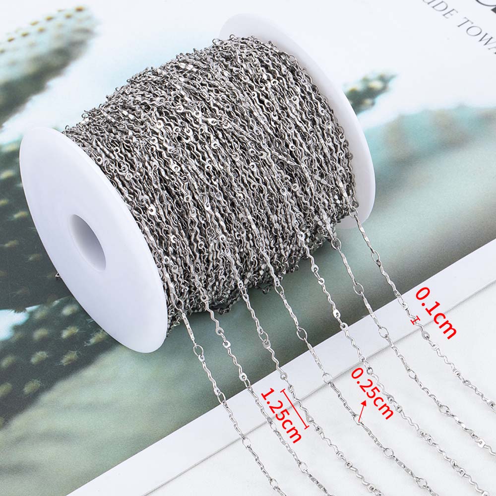 No Fade 1meter Stainless Steel Spiral Twist Stick Link Chain Wave Metal Chain for DIY Necklaces Bracelet Jewelry Making Findings