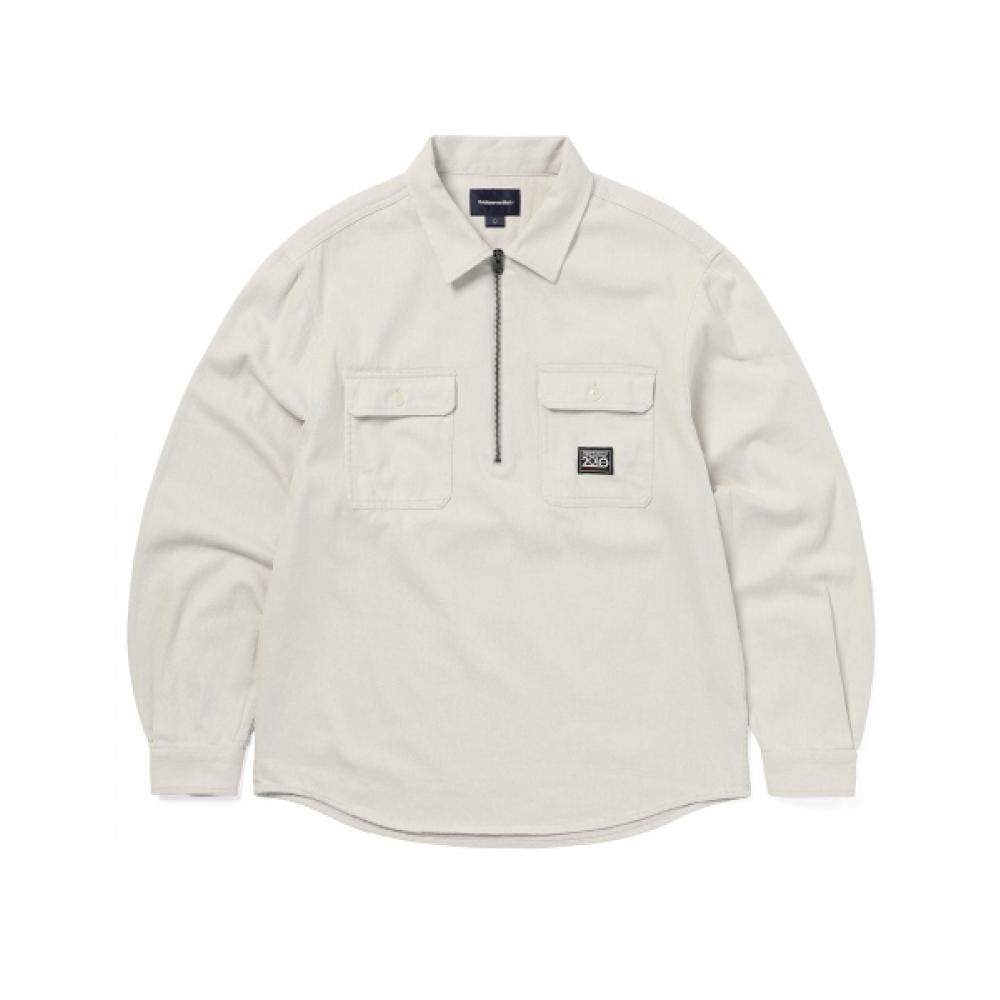 Thisisneverthat Half Zip Shirt Ivory S