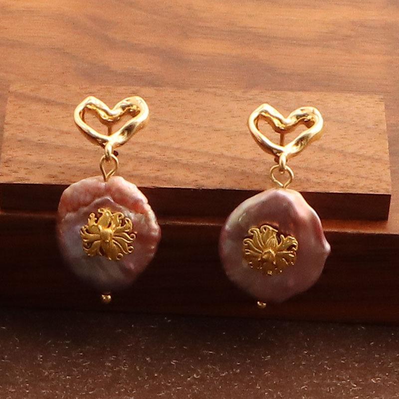 Korean Vintage Natural Freshwater Pearl Earrings S925 Silver Needle Baroque Irregular Pearl Ears Versatile Stud Earrings