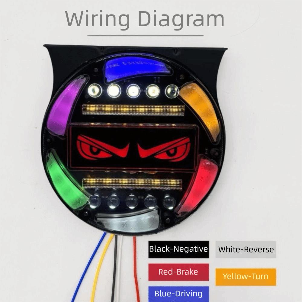Creative 12-24V Truck Devil's Eye Light Universal Multi-Mode Dynamic Demon Eye Light Safety Warning Lamps Car Decor