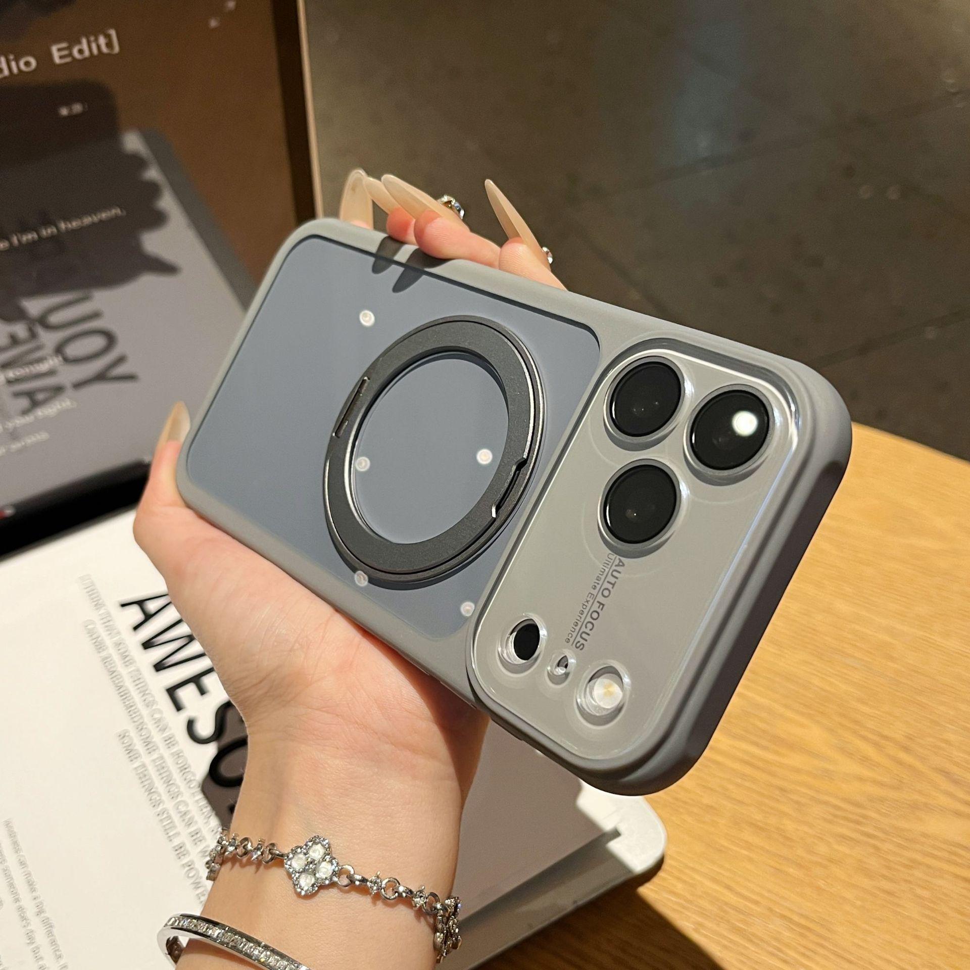 

Magnetic Anti-Drop Protective Case with Rotating Stand for iPhone 16/17 Pro Max iPhone 16 серый