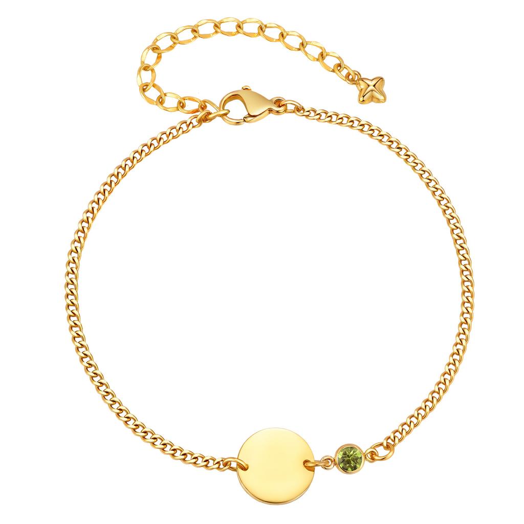 Personalized Zircon Initial Charms Bracelet with Birthstone, Free Custom Engrave Name Bracelet, Birthday Jewelry For Women