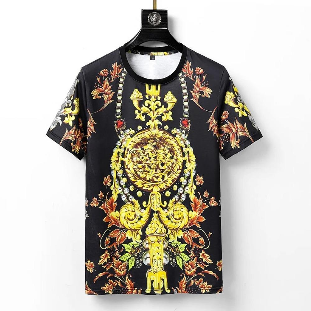Men's and Women's Summer T-shirts 3D Printed Baroque Royal Luxury Small Floral Round Neck Short Sleeve Loose Oversized Nice Top