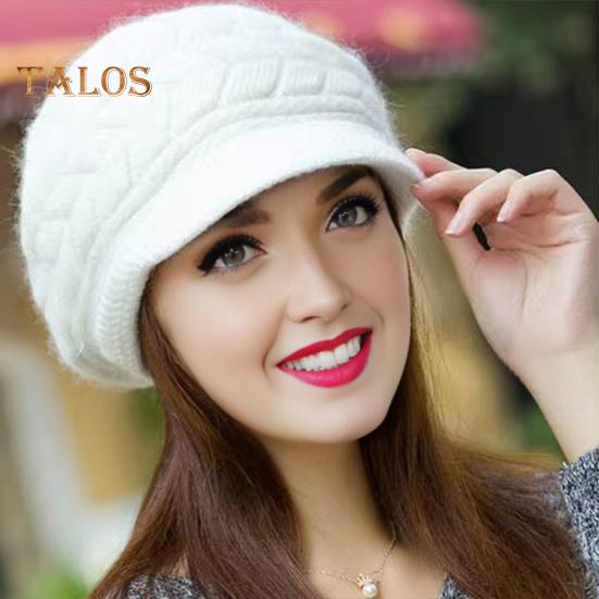 Kvinner vinterlue tykk plysj strikket kortbremte varmebevaring Vindtett hodeplagg Ensfarget Pendling Utendørs lue