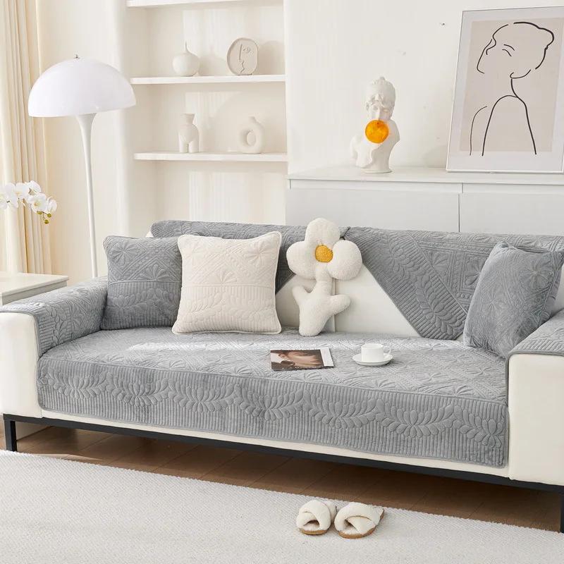 

Новые утолщенные молочные бархатные чехлы для диванов, зимние теплые чехлы для диванов, Нескользящие чехлы для диванов, универсальный диванный коврик для современного домашнего декора 45x45cm pillowcase