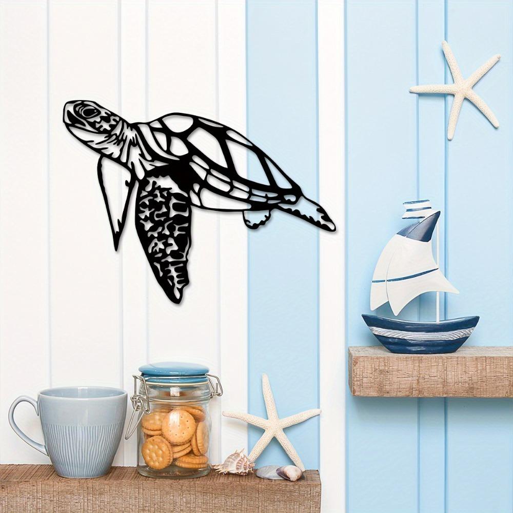 1pc Metal Sea Turtle Wall Art, Marine Life Iron Sculpture, Spiritual Wildlife Decor for Living Room Bedroom Indoor Home