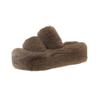 Foreign trade large-size fluffy slippers for women's outer wear 2025 new Korean version of home furnishing autumn and winter one-word thick-soled cott