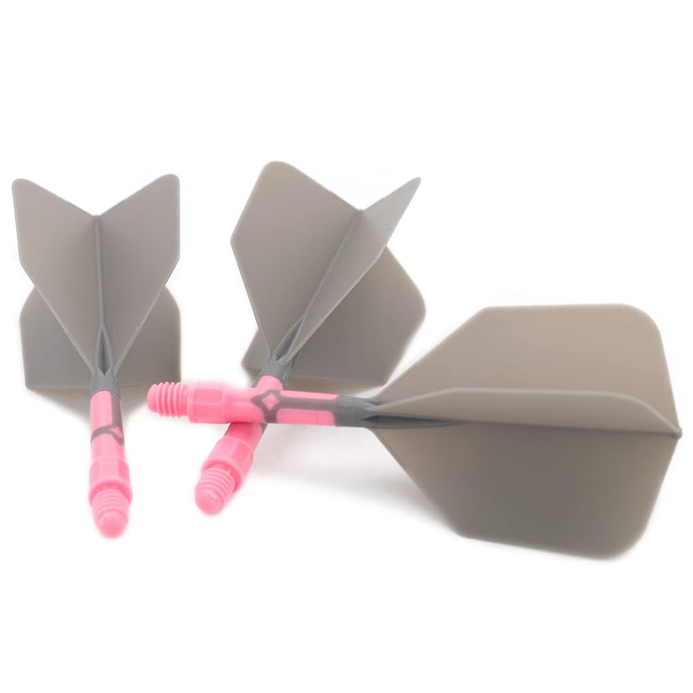 CUESOUL ROST T19 Shaft Integrated Flight Big Wing Gray Flight Pink Set of 3 Shape, Two-Tone Color, S, + Shaft, (CS-AK5711-5S)