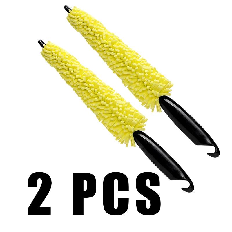 Car Rim Scrubber Wheel Cleaner Brush Wheel Tire Rim Brush with Plastic Handle Portable Auto Detailing Wash Cleaning Tool