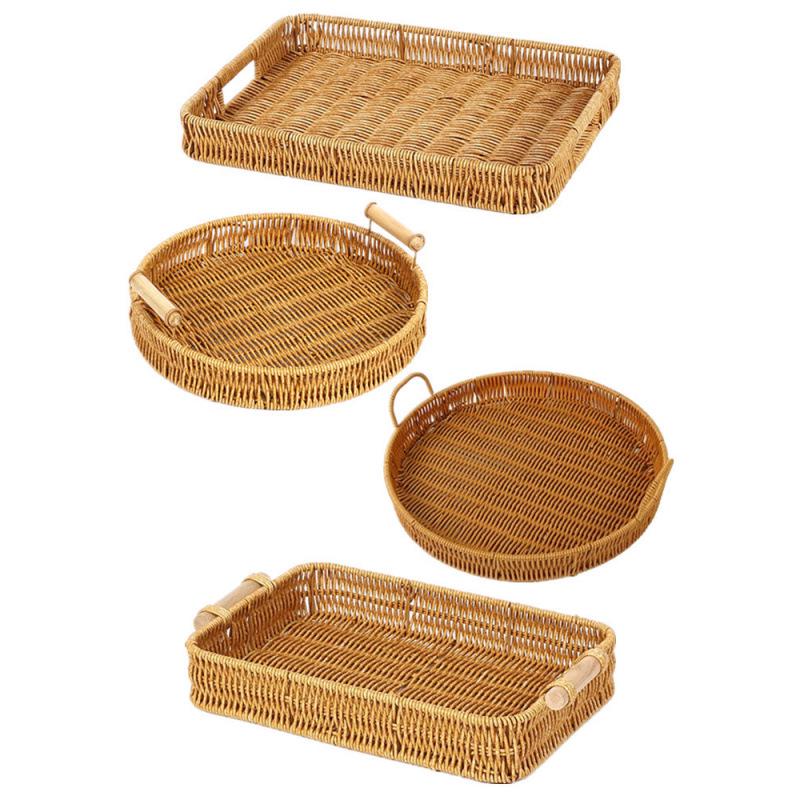 Handmade Japanese-Style Imitation Rattan Snack & Dessert Tray