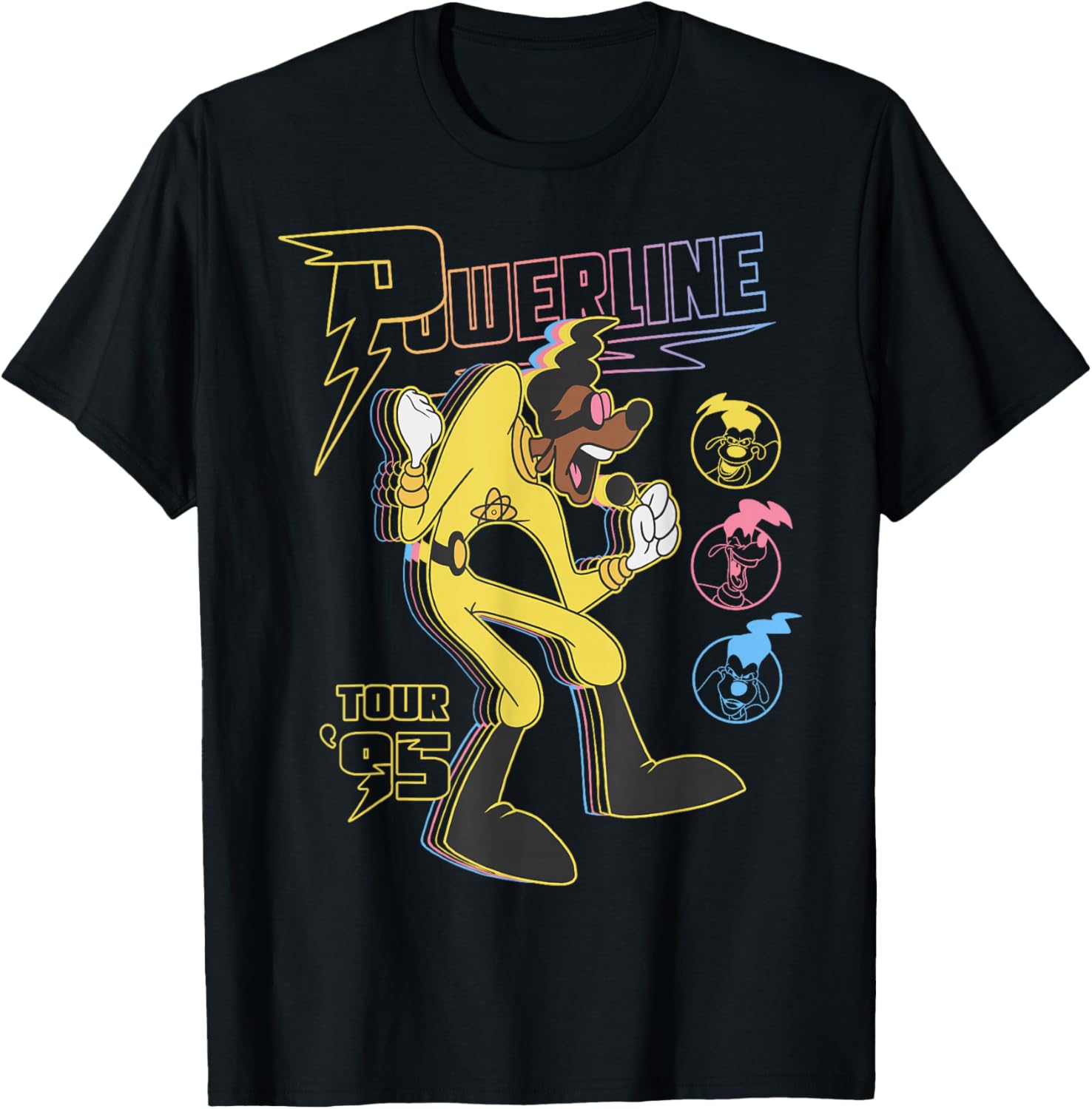 Disney A Goofy Movie Powerline Tour  95 Retro Neon Poster T-Shirt S разноцветный