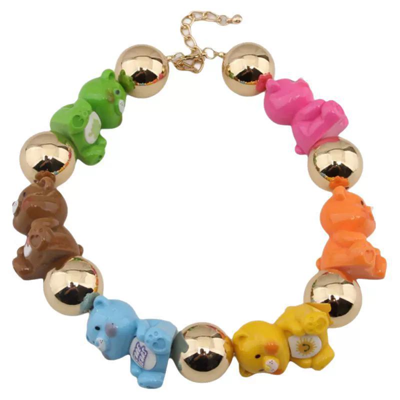 New Fashion Acrylic Colored Animal Bead Choker DIY Necklace for Girls Cute Sweet Trend Jewelry Accessories