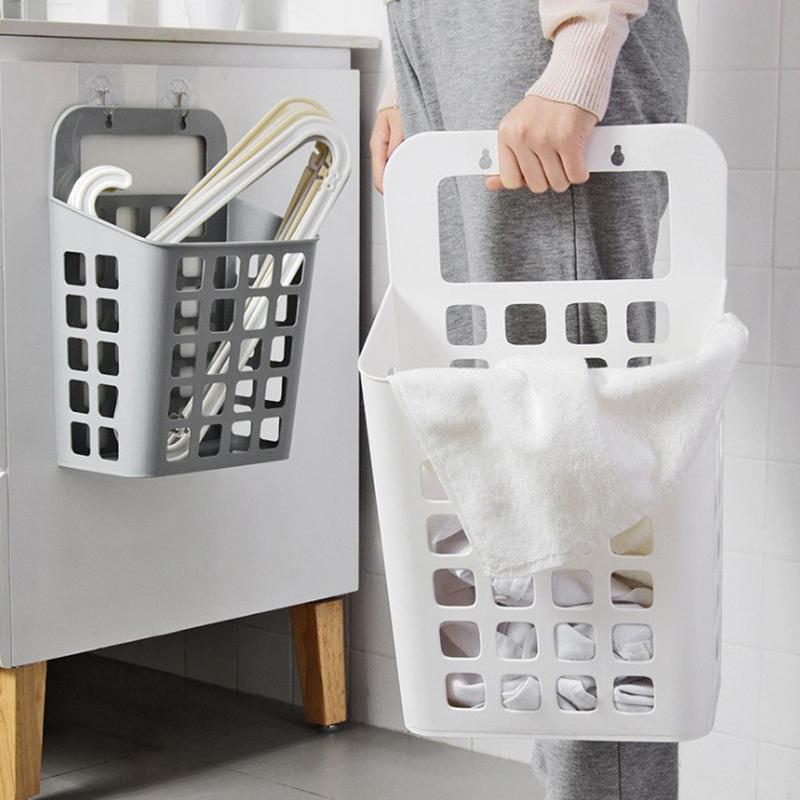 Závěsný koš na špinavé prádlo Úložné koše Držák Organizér Nádoba Víko Nástěnný Otvory pro odvod vody Dětský pokoj Obývací pokoj