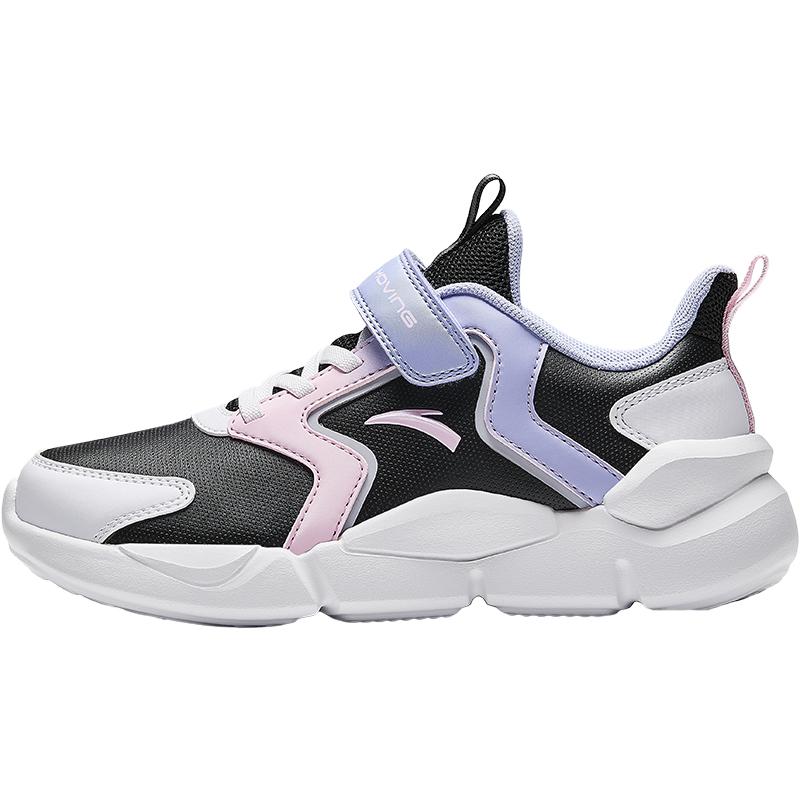 Anta Kids Synthetic Leather Fabric Trendy Versatile Lightweight Shock Absorbing Low Top Running Shoes Men running shoes Black White Blue A22445582N-2