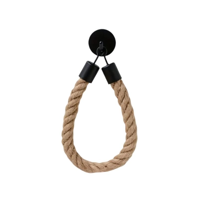 Bathroom Tissue Holder Wall Mounted Rope Toilet Paper Hanger with Metal and Rope Finish, 25 cm Rope Loop for Guest Bath and Small Space Storage