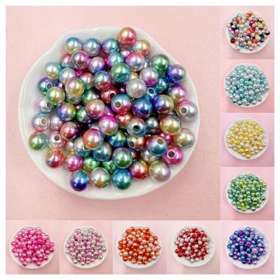 120 Pezzi 8mm Colore Sfumato Perla Imitazione Accessori Gioielli Perline Sciolte Fai da Te Fatto a Mano ABS Perla Foro Dritto Perla Sirena