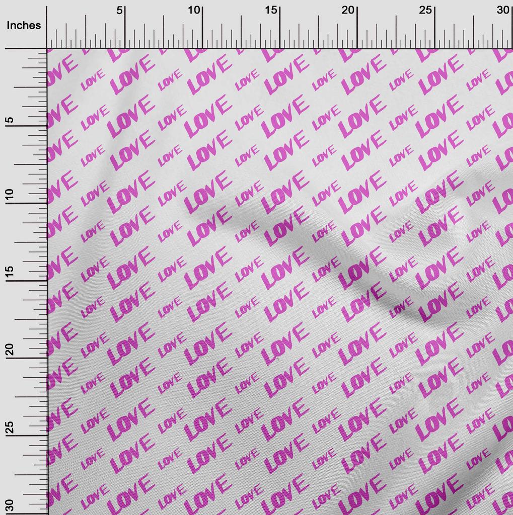 oneOone Cotton Poplin Fuschia Pink Fabric Writing Love Dress Material Fabric Print Fabric By The Yard 42 Inch