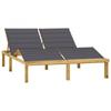 Day and Night - Day and Night Double Lounger and Anthracite Gray Impregnated Pine Wood Cushions