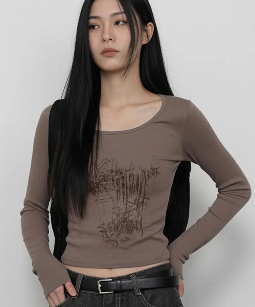 CHICKS Remap Long Sleeve T-Shirt Brown
