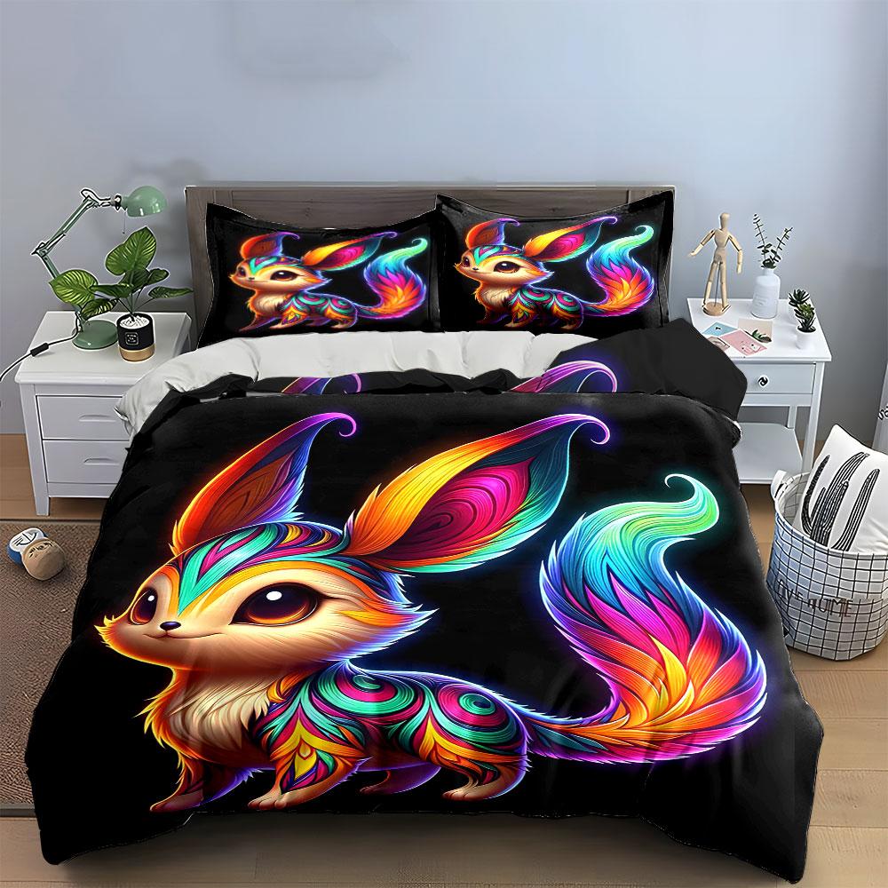 "Colorful Animal Art Decor Set" Bedding Set with 1 Duvet Cover 2 Pillowcases Single Double King Queen, Gift