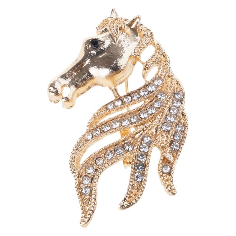 Minimalist Equestrian Themed Brooch Polished Alloy Construction Versatile Wear For Parties And Work Environments