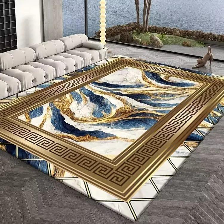 Gold Striped Patchwork Carpet Large Floor Mat for Living Room Washable Anti-slip Kitchen Door Mats Home Bedroom Area Decor Rug