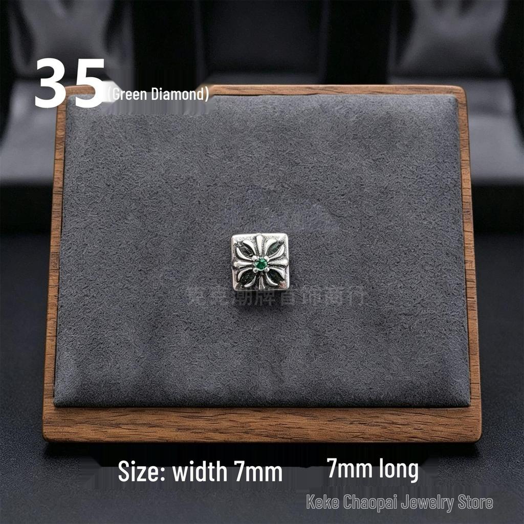 Cercei Stud Trendy Cruce Cupru Alb Argint Thai 925 cu Diamante Colorate pentru Bărbați și Femei
