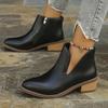 Plus Size Side Zipper Pointed Toe Chelsea Boots Fall New Square Heel Short Women's Boots Women's Women