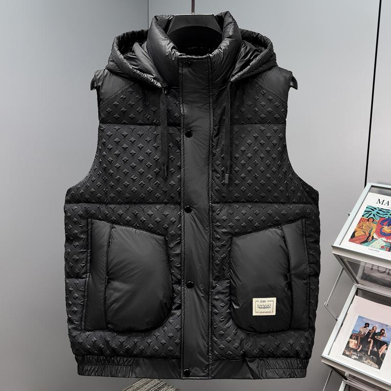 

Мода больших размеров 5XL-11XL Зимний теплый безрукавный жилет оверсайз для мужчин Верхняя одежда Толстая зимняя мужская куртка с капюшоном 7XL чёрный