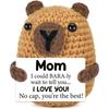 Mother's Day Capybara Bonusmom Positive Crochet Animals Doll With Card Desktop Ornament Emotional Support Handmade Knitted Cheer Up Toy