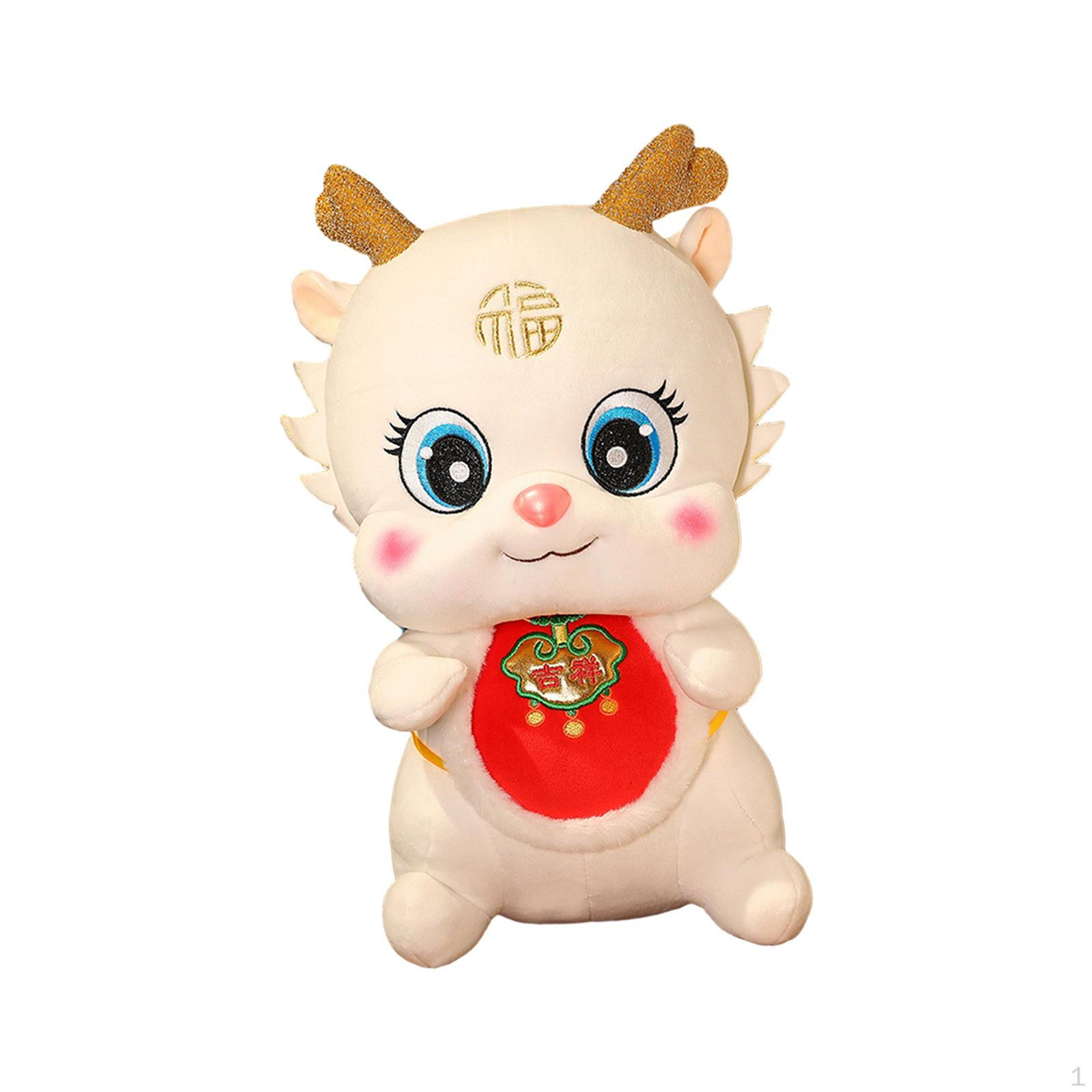 

Chinese Dragon Doll Plush Toy Cute Couch Animal Stuffed Figures Ornament for Holidays Spring White 38cm