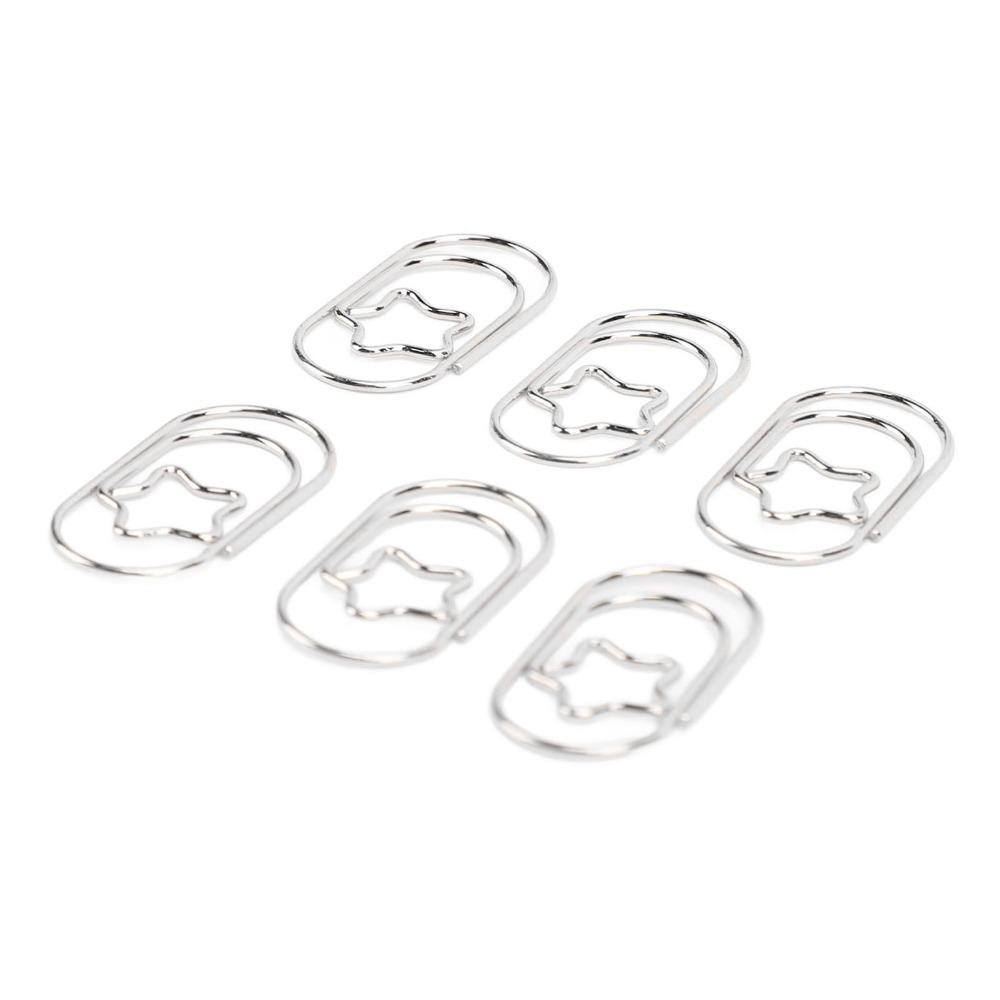 300 Peças Clips de Papel em Formato de Estrela Clips de Papel de Aço Inoxidável Organização de Arquivos