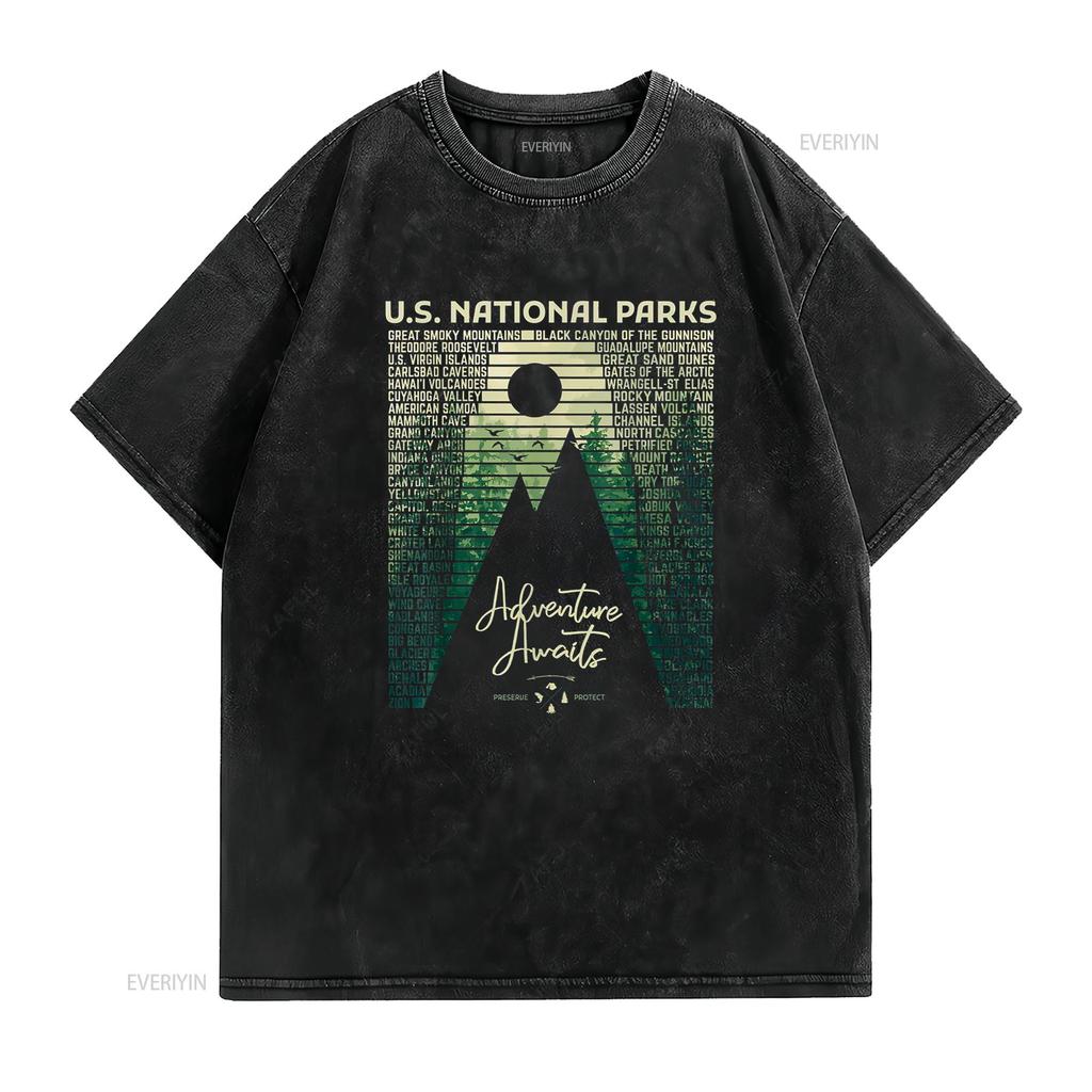 National Parks List US Park Vintage Camping Hiking T Shirt vintage Washed graphic Unisex Soft designer clothes fashion