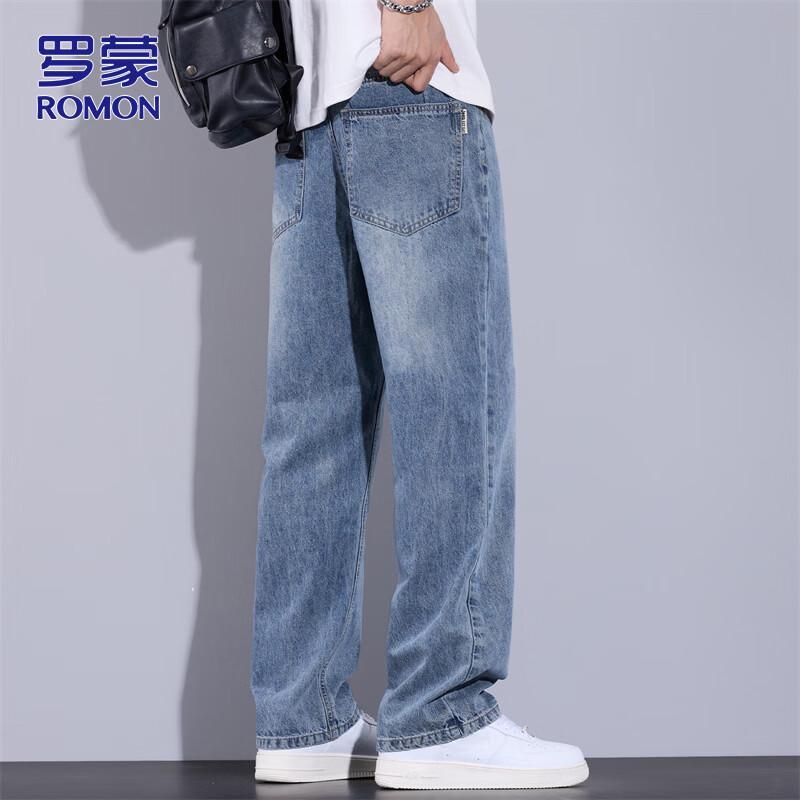 ROMON Men's Straight-Leg Loose Casual Jeans