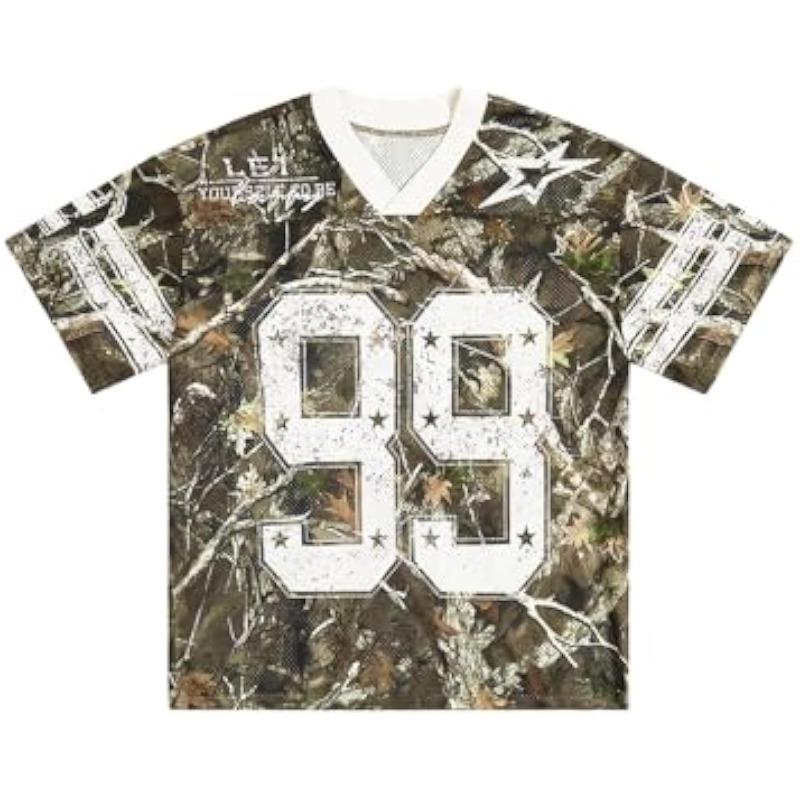 Mens Jersey Y2k Baggy Shirts Graphic Tees Oversized V Neck Tshirts Summer Tops
