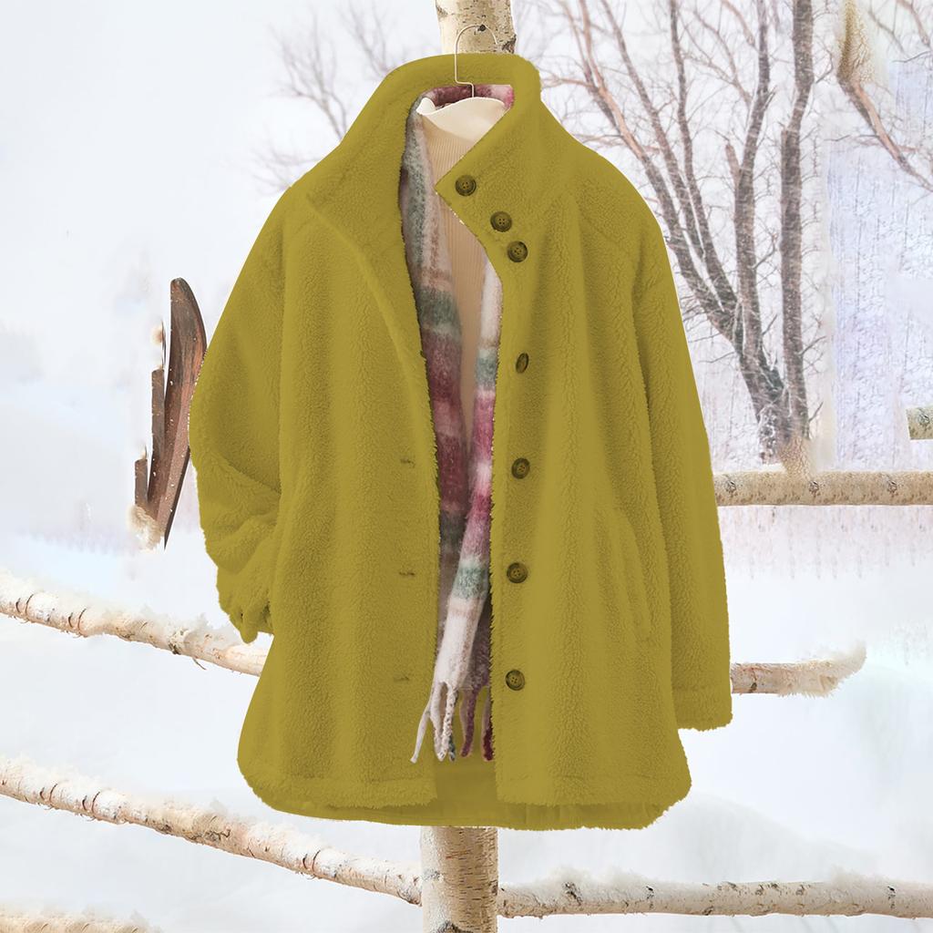 Women's Oversized Cardigan Sweatshirt With Button-Down Collar In Solid Color